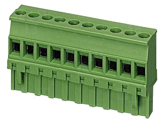 Ontkoppelbare terminal strip; 5mm; banen: 6; hoek van 90 °; groen Ontkoppelbare terminal strip; 5mm; banen: 6; hoek van 90 °; groen